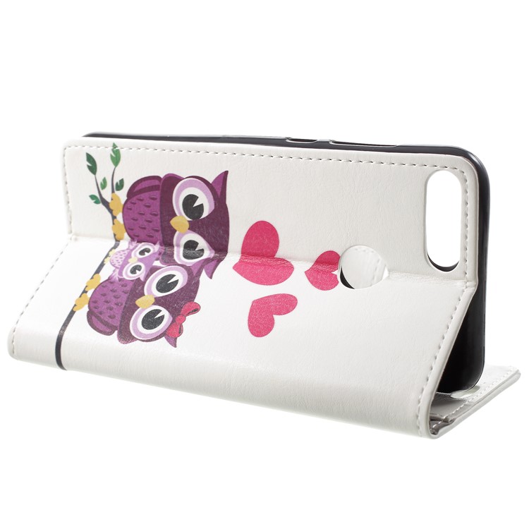 Patterned PU Leather Wallet Phone Casing for Huawei Honor 9 Lite / Honor 9 Youth Edition - Owl Family-4