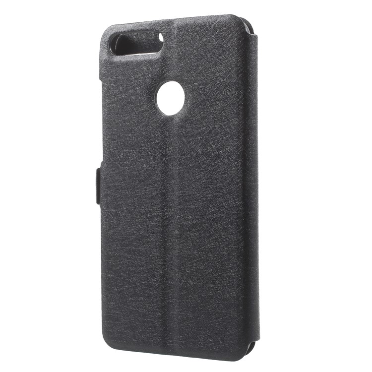 Silk Texture Dual Window Leather Case for Huawei Honor 9 Lite/Honor 9 Youth Edition - Black-2
