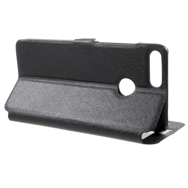 Silk Texture Dual Window Leather Case for Huawei Honor 9 Lite/Honor 9 Youth Edition - Black-4