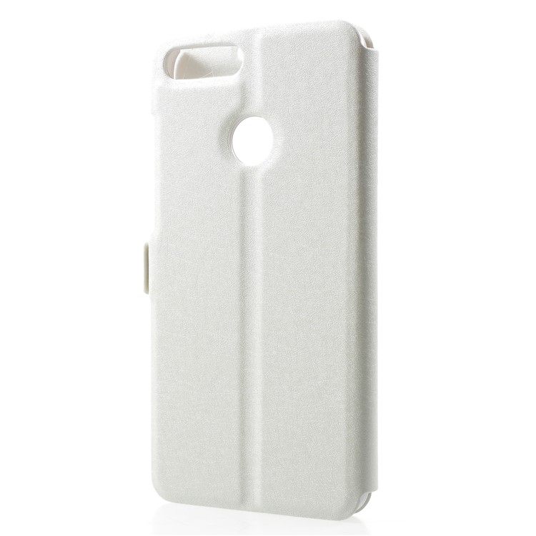 Silk Texture Dual Window Leather Cover with Stand for Huawei Honor 9 Lite/Honor 9 Youth Edition - White-2