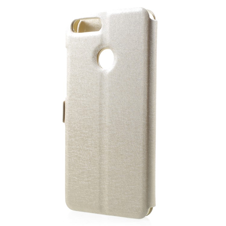 Silk Texture Dual Window PU Leather Phone Casing for Huawei Honor 9 Lite/Honor 9 Youth Edition - Gold-2