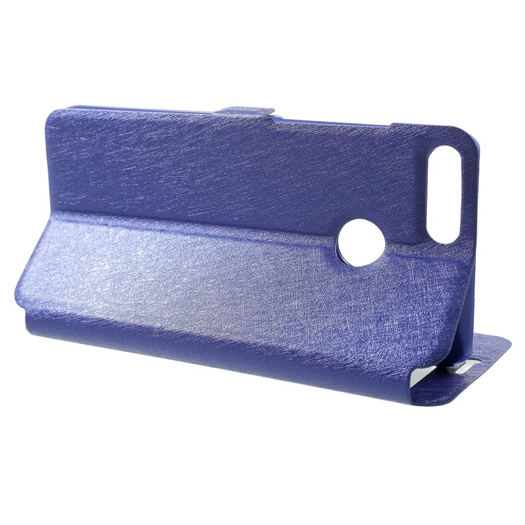 Silk Texture Dual Window Leather Mobile Cover Shell for Huawei Honor 9 Lite/Honor 9 Youth Edition - Blue-4