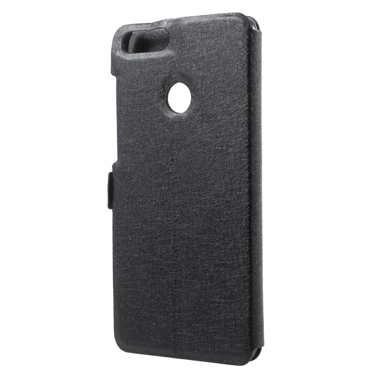 Silk Texture Dual Window Leather Protection Phone Case for Huawei P Smart/Enjoy 7S - Black-2
