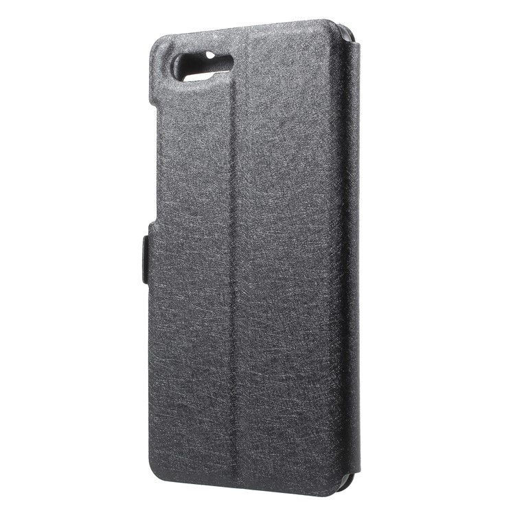 Silk Texture Dual Window Leather Cell Phone Casing for Huawei nova 2s - Black-2