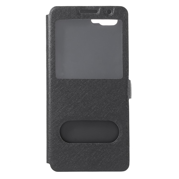 Silk Texture Dual Window Leather Cell Phone Casing for Huawei nova 2s - Black-3