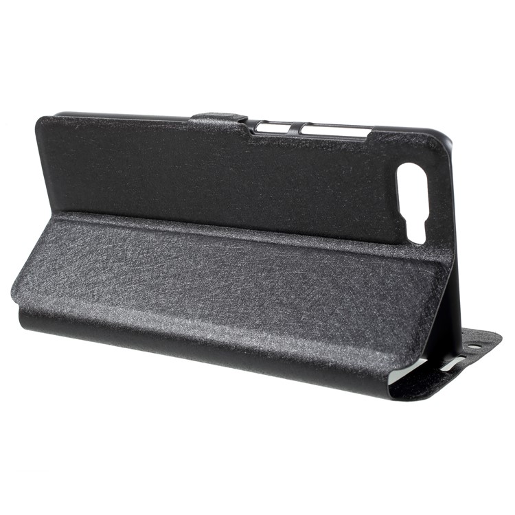 Silk Texture Dual Window Leather Cell Phone Casing for Huawei nova 2s - Black-4