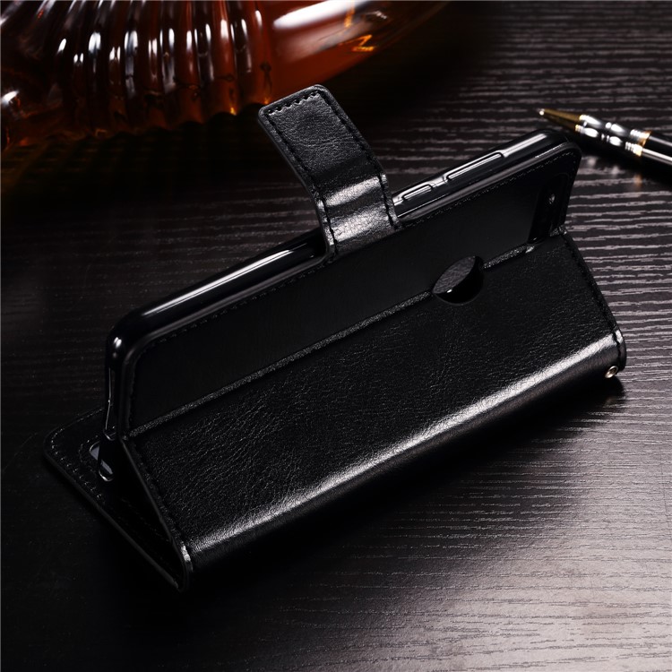 BTRCASE Crazy Horse Grain Leather Wallet Case for Huawei Honor 9 Lite / Youth Edition - Black-3