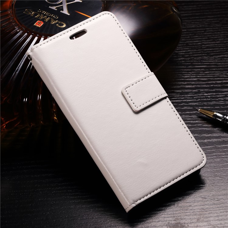 BTRCASE Crazy Horse Grain Leather Wallet Flip Cover Case for Huawei Honor 9 Lite / Youth Edition - White-1