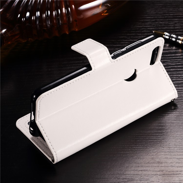 BTRCASE Crazy Horse Grain Leather Wallet Flip Cover Case for Huawei Honor 9 Lite / Youth Edition - White-3
