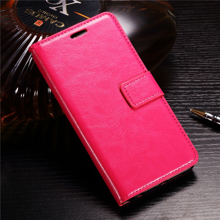 BTRCASE Crazy Horse Grain Leather Wallet Stand Casing for Huawei Honor 9 Lite / Youth Edition - Rose-1