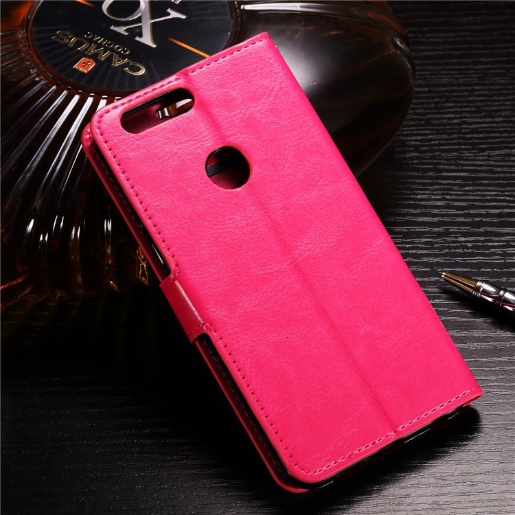 BTRCASE Crazy Horse Grain Leather Wallet Stand Casing for Huawei Honor 9 Lite / Youth Edition - Rose-2