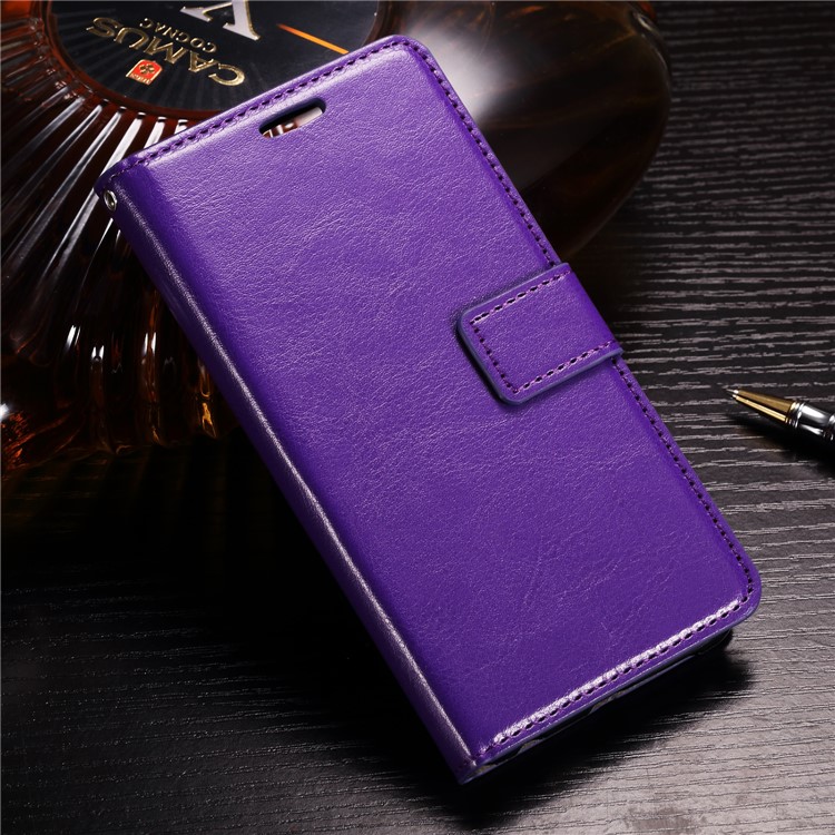 BTRCASE Crazy Horse Grain Leather Wallet Magnetic Case Accessory for Huawei Honor 9 Lite / Youth Edition - Purple-1