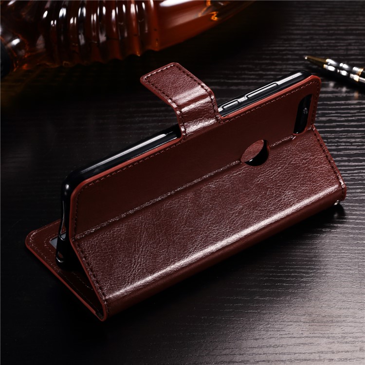 BTRCASE Crazy Horse Grain Leather Stand Wallet Folio Casing for Huawei Honor 9 Lite / Youth Edition - Brown-10