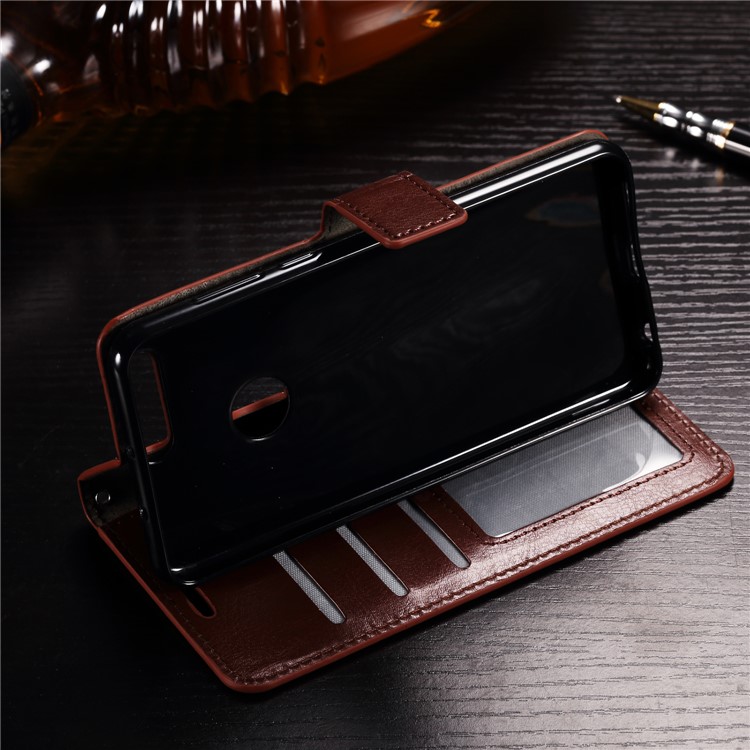 BTRCASE Crazy Horse Grain Leather Stand Wallet Folio Casing for Huawei Honor 9 Lite / Youth Edition - Brown-11