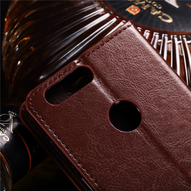 BTRCASE Crazy Horse Grain Leather Stand Wallet Folio Casing for Huawei Honor 9 Lite / Youth Edition - Brown-4