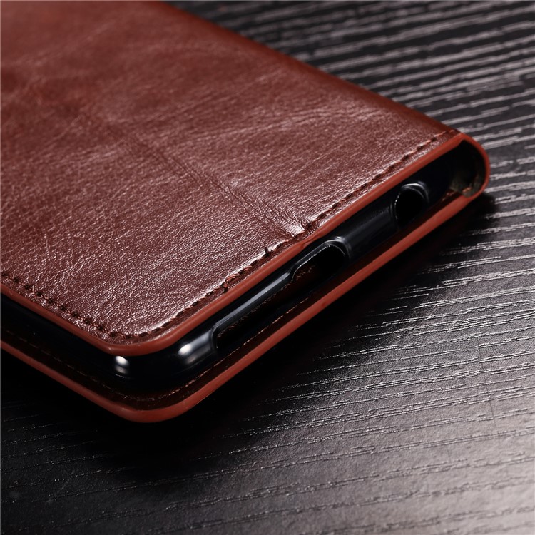 BTRCASE Crazy Horse Grain Leather Stand Wallet Folio Casing for Huawei Honor 9 Lite / Youth Edition - Brown-5