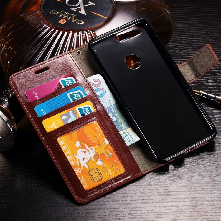 BTRCASE Crazy Horse Grain Leather Stand Wallet Folio Casing for Huawei Honor 9 Lite / Youth Edition - Brown-8