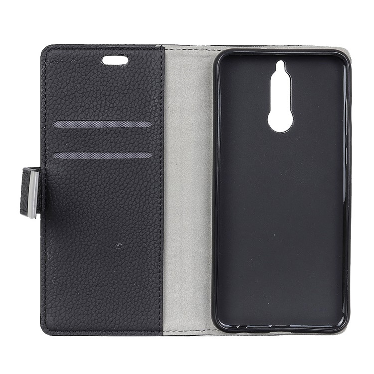 Litchi Skin Wallet Leather Cover Case for Huawei Mate 10 Lite / nova 2i / Maimang 6 / Honor 9i (India) - Black-2