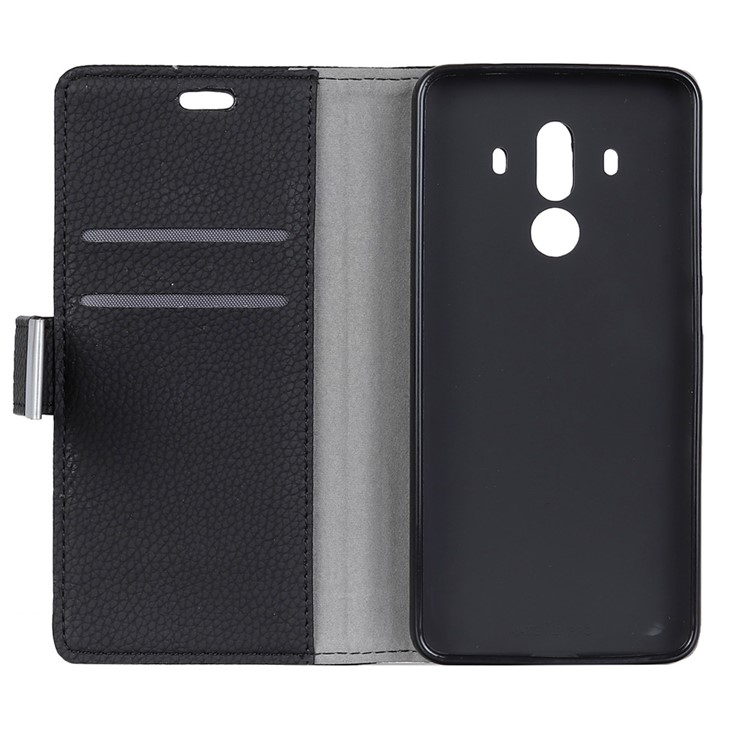 Litchi Texture PU Leather Wallet Stand Flip Magnetic Case for Huawei Mate 10 Pro - Black-2