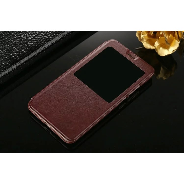 For Huawei Mate 9 View Window PU Leather Stand Cover - Brown-3