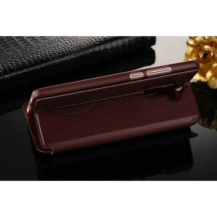 For Huawei Mate 9 View Window PU Leather Stand Cover - Brown-5