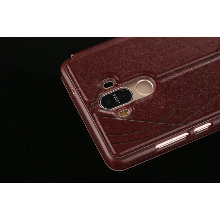 For Huawei Mate 9 View Window PU Leather Stand Cover - Brown-8