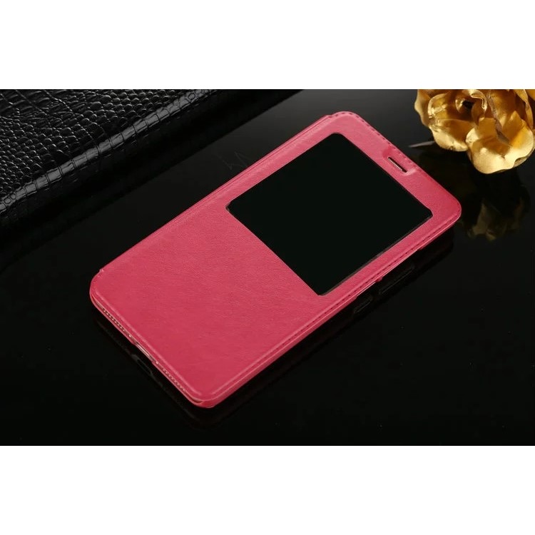 For Huawei Mate 9 View Window PU Leather Stand Flip Cover - Rose-3