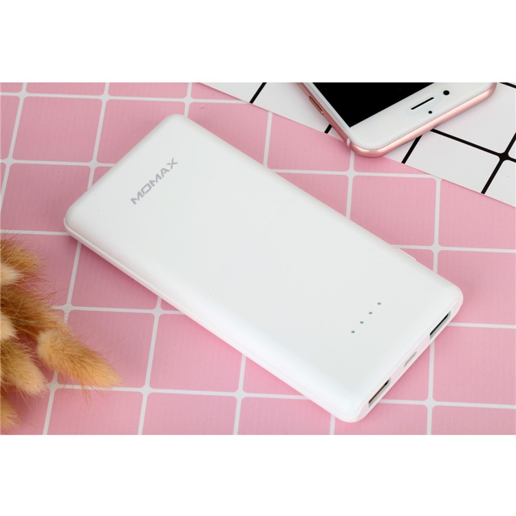 MOMAX iPower Minimal Dual USB 10000mAh Power Bank for iPhone Samsung Huawei - White-10