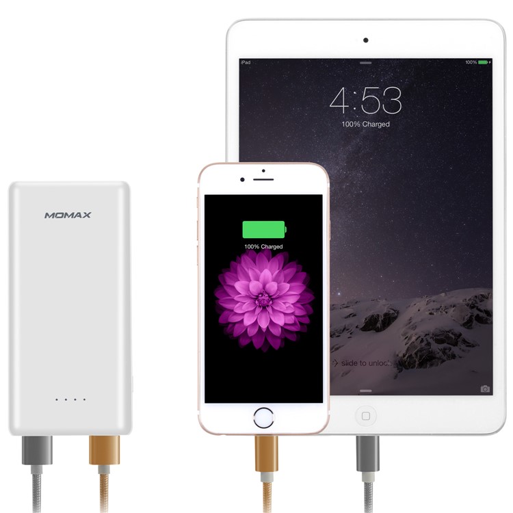 MOMAX iPower Minimal Dual USB 10000mAh Power Bank for iPhone Samsung Huawei - White-9