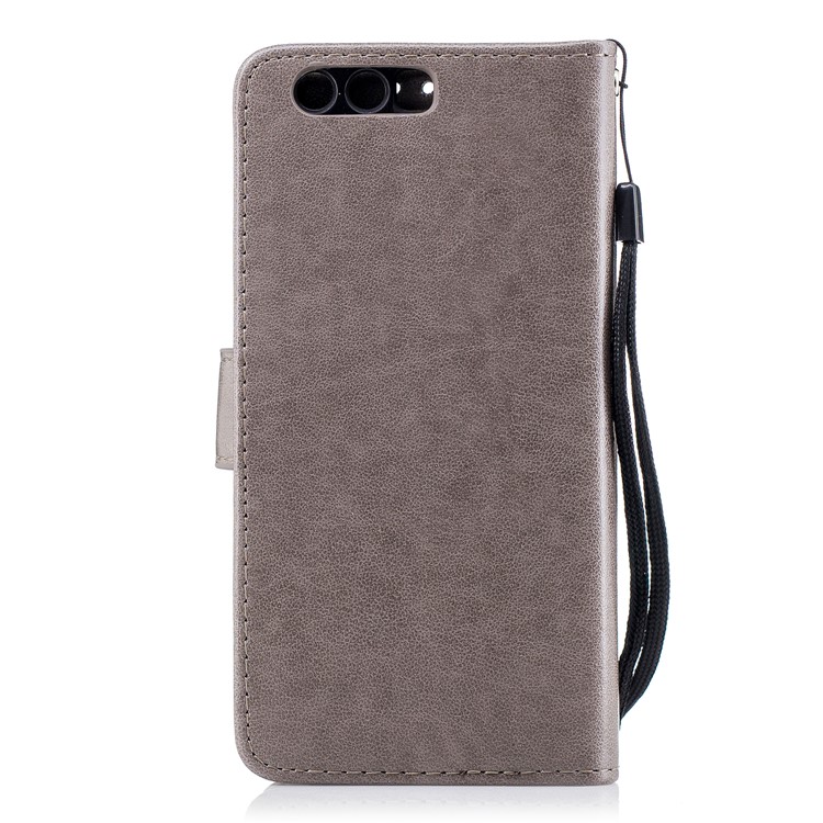 Imprinted Flamingo Wallet Leather Stand Case with Strap for Huawei Honor 9 - Grey-3