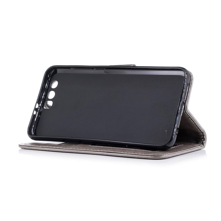 Imprinted Flamingo Wallet Leather Stand Case with Strap for Huawei Honor 9 - Grey-5
