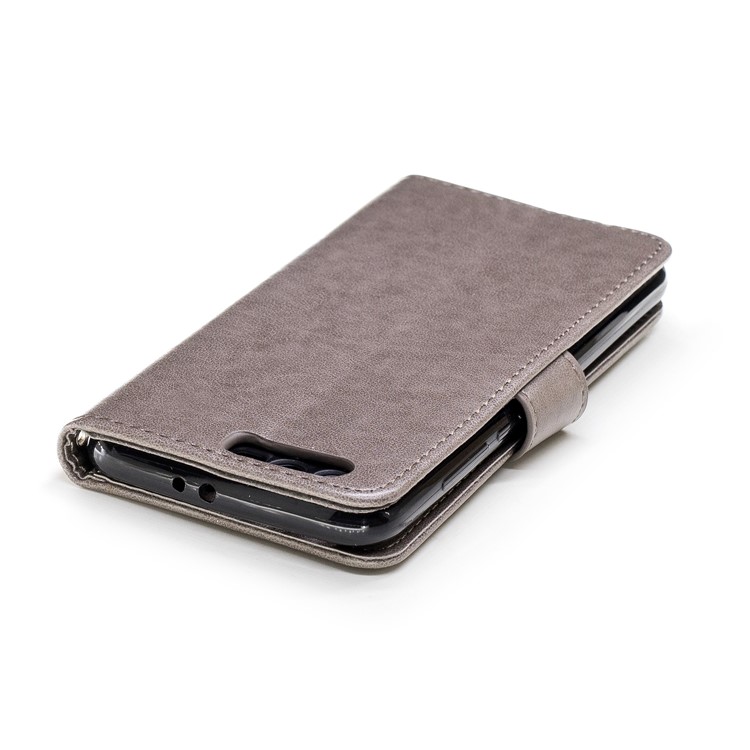 Imprinted Flamingo Wallet Leather Stand Case with Strap for Huawei Honor 9 - Grey-7
