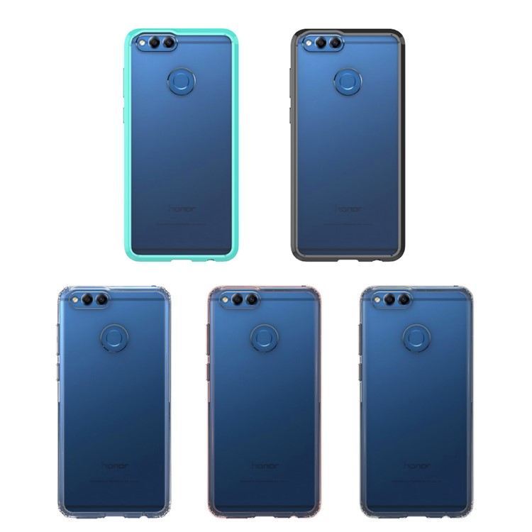 For Huawei Honor 7X Clear Acrylic + Soft TPU Shockproof Case Cover - Transparent-11