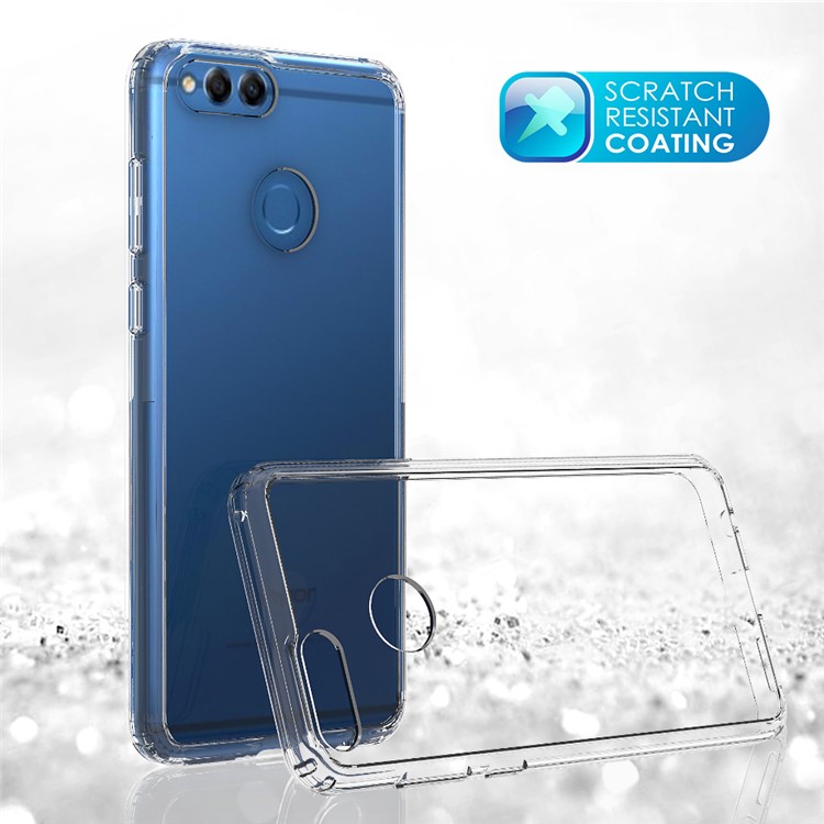 For Huawei Honor 7X Clear Acrylic + Soft TPU Shockproof Case Cover - Transparent-3