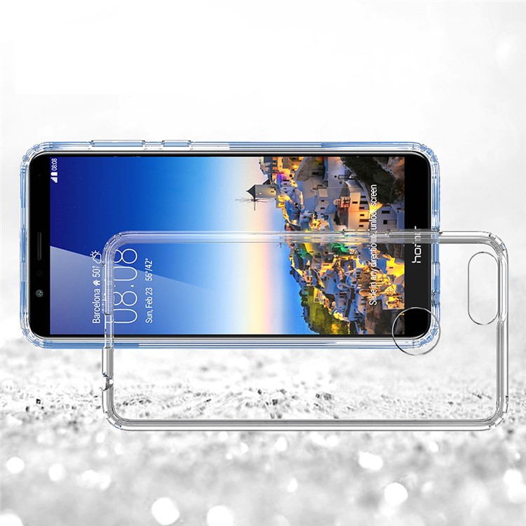 For Huawei Honor 7X Clear Acrylic + Soft TPU Shockproof Case Cover - Transparent-4