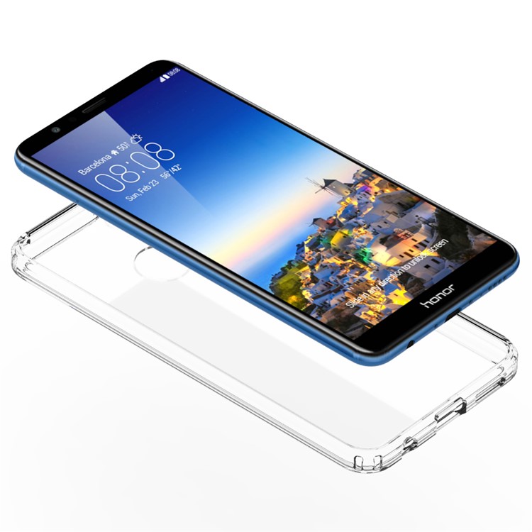 For Huawei Honor 7X Clear Acrylic + Soft TPU Shockproof Case Cover - Transparent-6