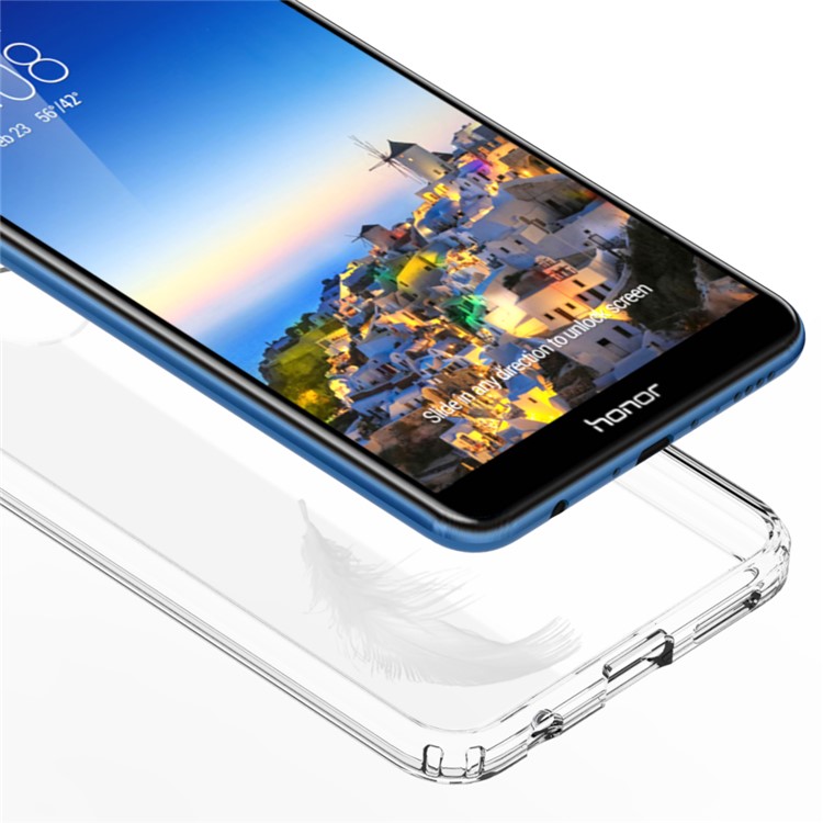 For Huawei Honor 7X Clear Acrylic + Soft TPU Shockproof Case Cover - Transparent-7