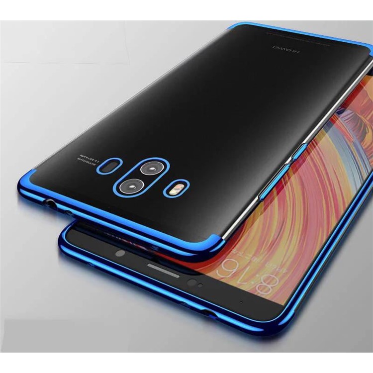 Laser Carving Plated Soft TPU Back Mobile Case for Huawei Mate 10 - Blue-4