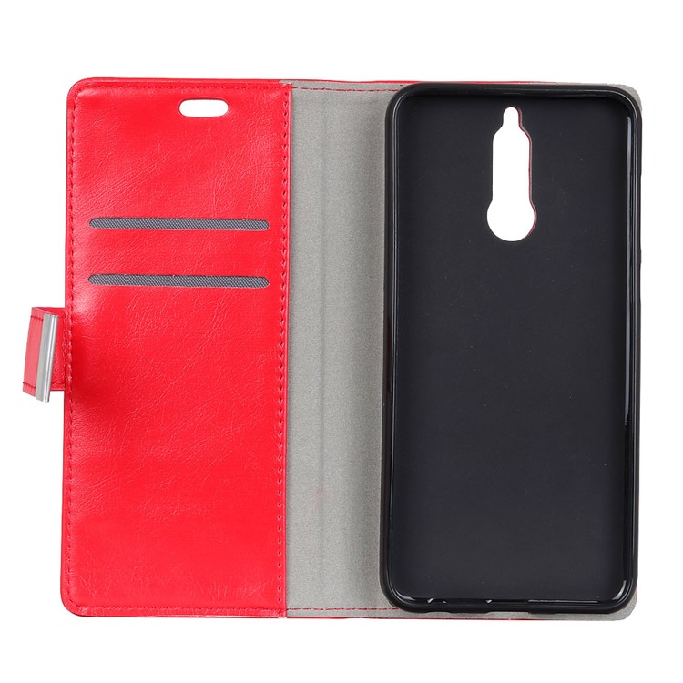 Textured Leather Wallet Case Phone Shell for Huawei Mate 10 Lite / nova 2i / Maimang 6 / Honor 9i (India) - Red-2