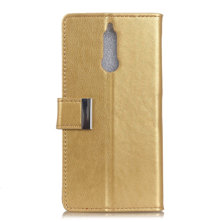 Textured Leather Wallet Cover Case for Huawei Mate 10 Lite / nova 2i / Maimang 6 / Honor 9i (India) - Gold-1