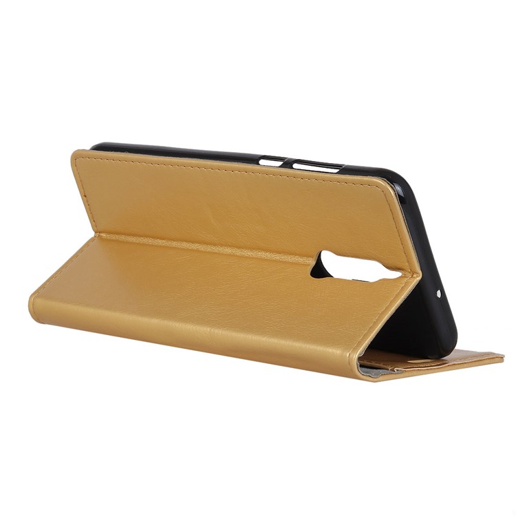 Textured Leather Wallet Cover Case for Huawei Mate 10 Lite / nova 2i / Maimang 6 / Honor 9i (India) - Gold-3