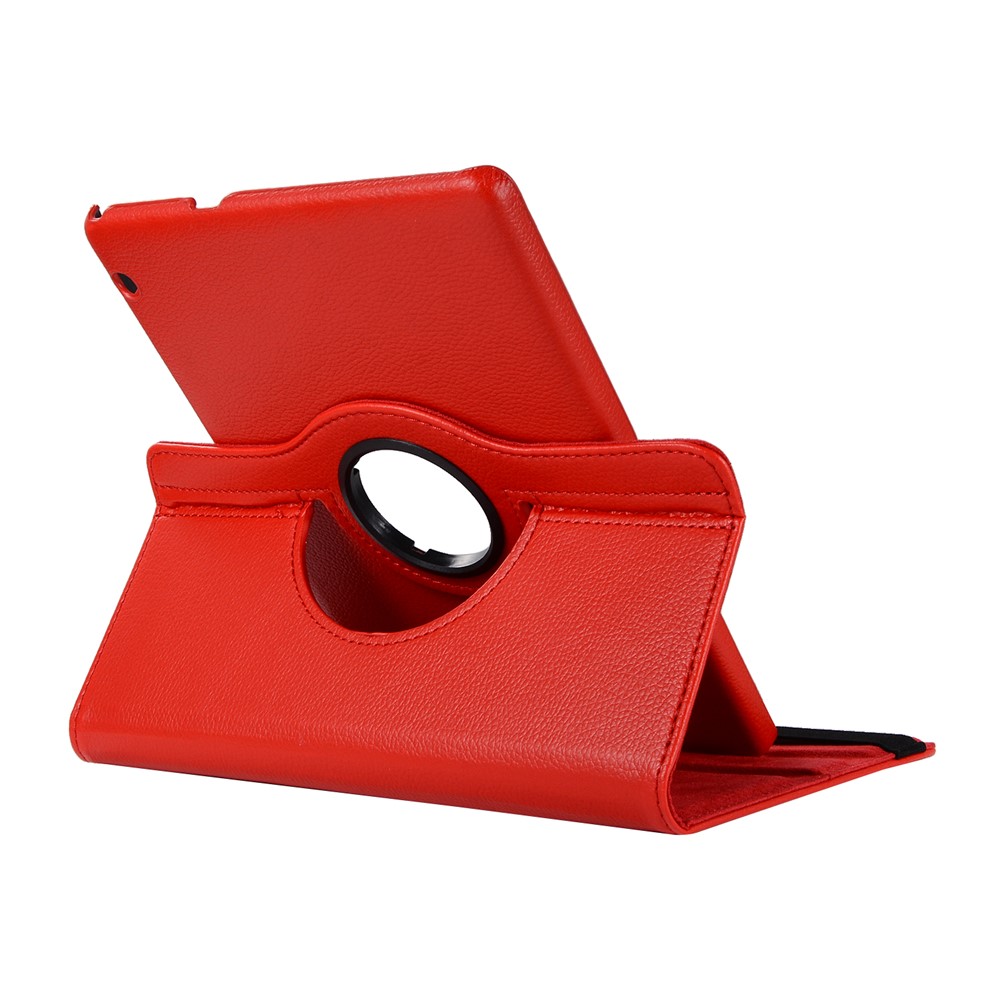 Lichi Textura 360 Graus Stand Girary Shell Para Huawei MediaPad T3 10 9.6 Polegadas - Vermelho-5