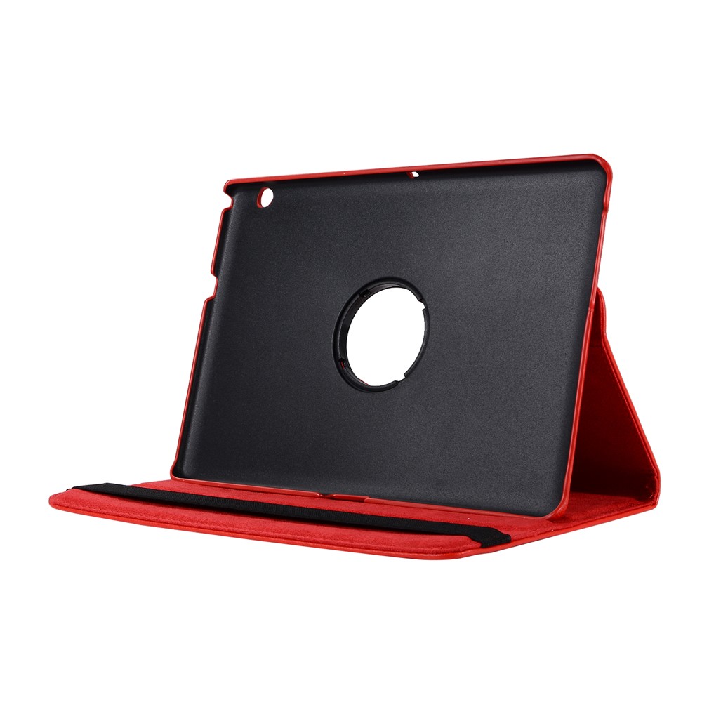 Lichi Textura 360 Graus Stand Girary Shell Para Huawei MediaPad T3 10 9.6 Polegadas - Vermelho-6