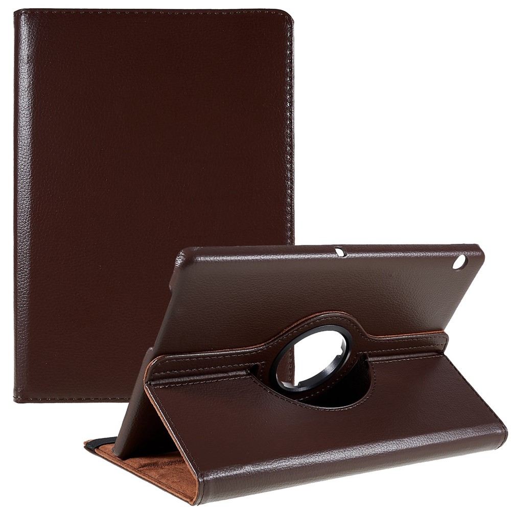 Litchi Grain 360 Degree Rotary Stand Leather Cover Shell for Huawei MediaPad T3 10 9.6 inch - Coffee-1