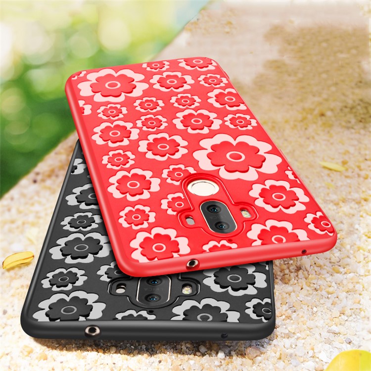 3D Flower Pattern Soft TPU Cover for Huawei Mate 9 - Red-3