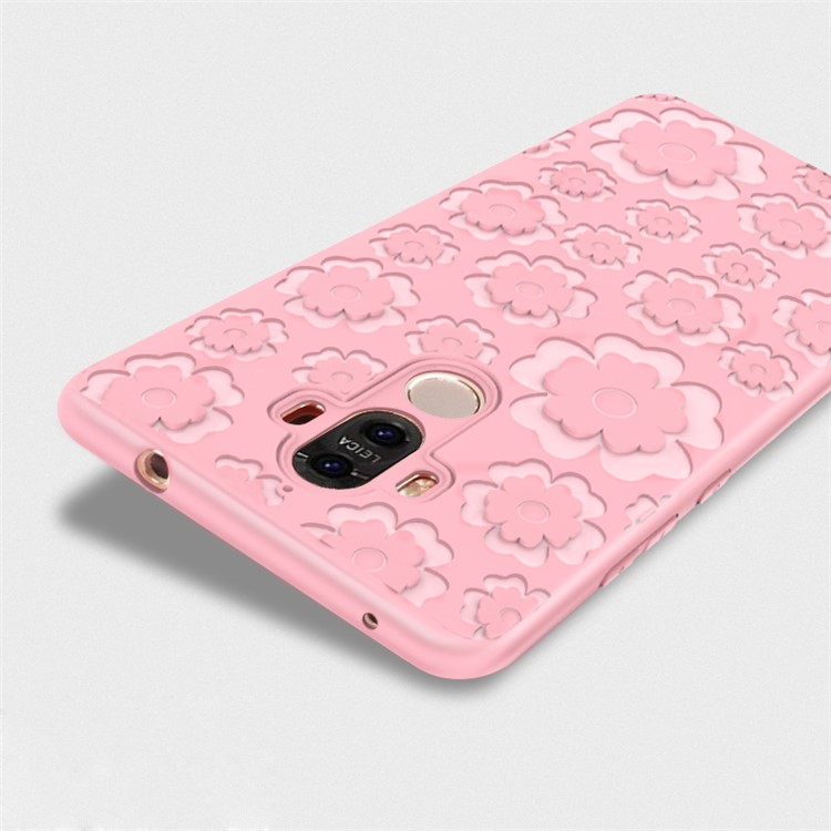 3D Flower Pattern Soft TPU Case Shell for Huawei Mate 9 - Pink-2