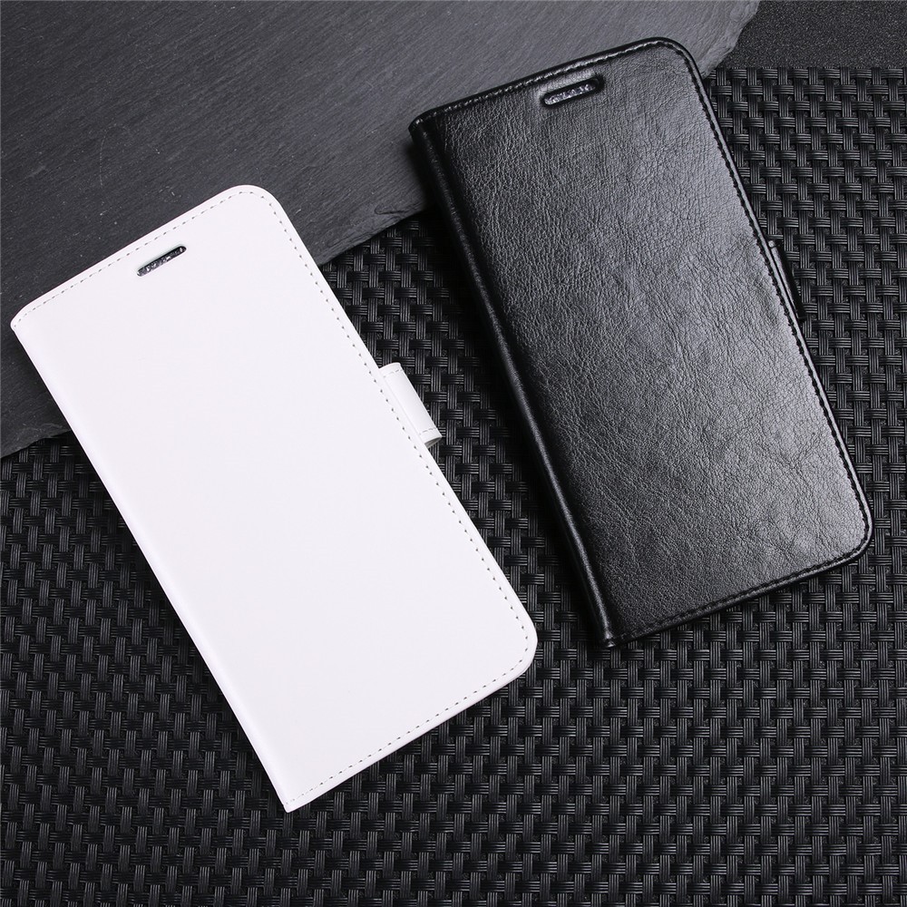 Crazy Horse Texture Wallet Case Teléfono de Cuero Para Huawei P Smart / Disfruta 7s - Negro