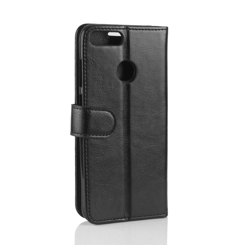 Crazy Horse Textur Wallet Leder Telefon Hülle Für Huawei P Smart / Genieße 7s - Schwarz