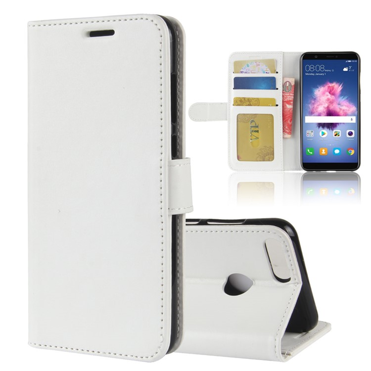 Crazy Horse Texture Wallet Leather Phone Cover for Huawei P Smart / Enjoy 7S - White-1