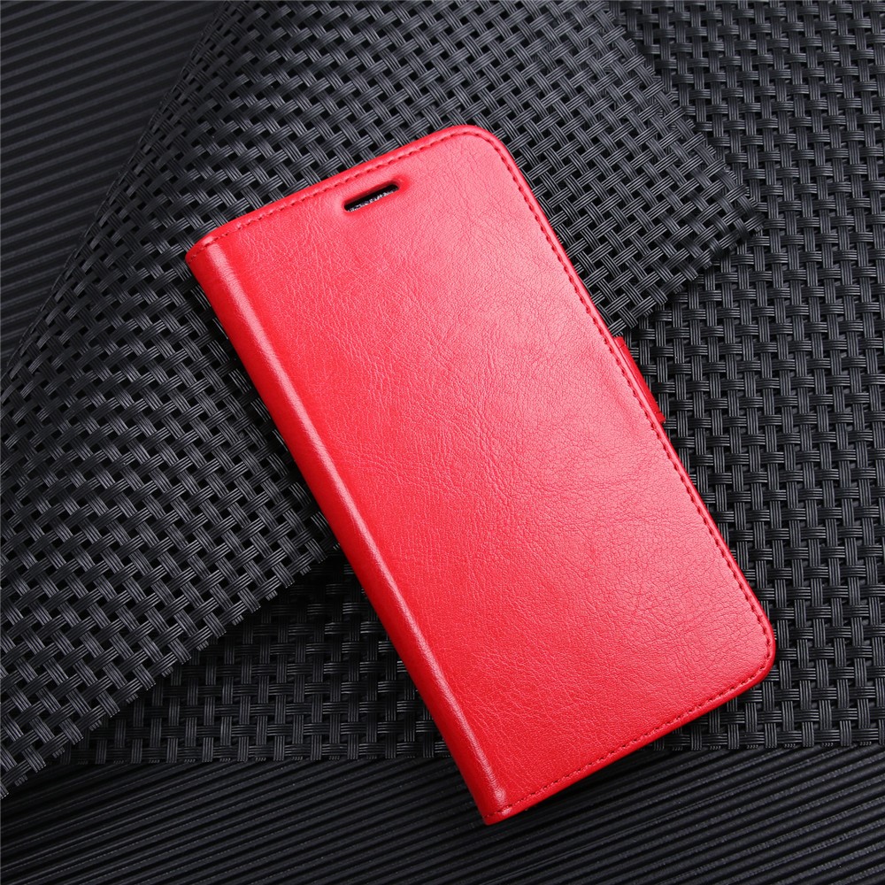 Custodia Cellulare Crazy Horse Texture Portafoglio Per Huawei P Smart / Goditi 7s. - Rosso-9